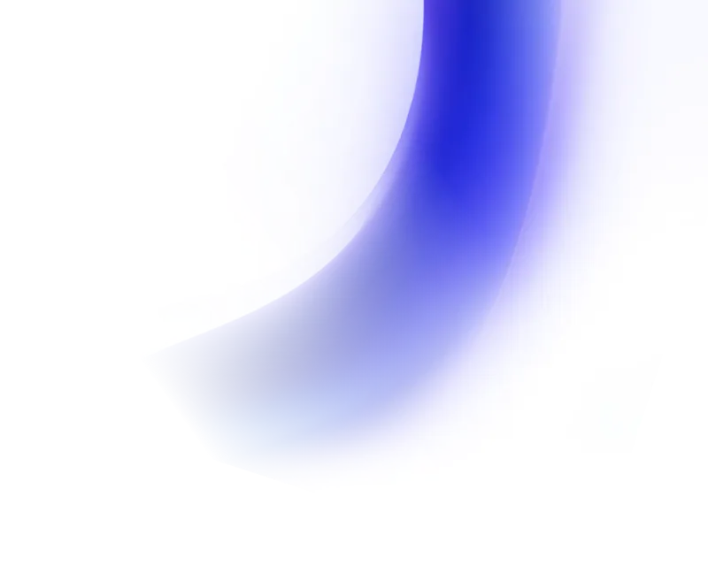 Blurred curved gradient shape with blue fading to white on a transparent background.